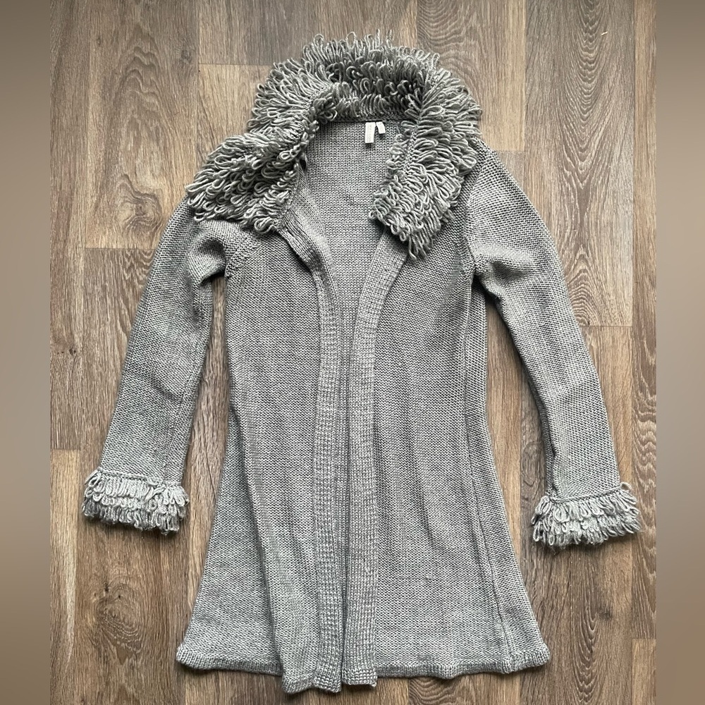 Y2K Madison Knit Coatigan Shag Collar Boho 2000s Lizzie McGuire Style M